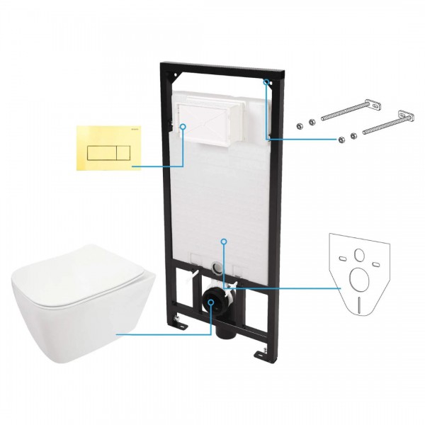 Deante Hiacynt zestaw 6w1 przycisk złoty połysk CDYZ6ZPW