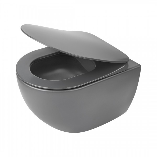 Deante Peonia miska WC wisząca bezkołnierzowa z deską wolnoopadającą antracyt/titanium CDEDDZPW