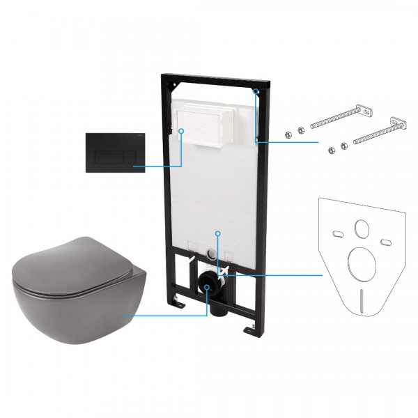 Deante Peonia zestaw 6w1 przycisk czarny mat CDENDZPW