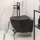 Deante Peonia miska WC wisząca bezkołnierzowa z deską wolnoopadającą czarny mat CDEDNZPW