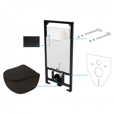 Deante Peonia zestaw 6w1 przycisk czarny mat CDENNZPW