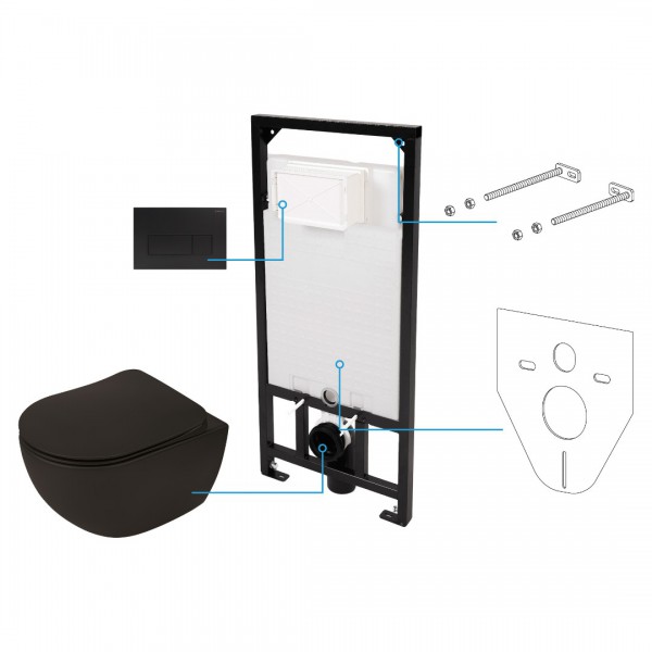 Deante Peonia zestaw 6w1 przycisk czarny mat CDENNZPW