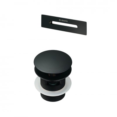 Deante Deante korek klik klak oraz przelew prostokątny do wanny czarny mat KYY N10B