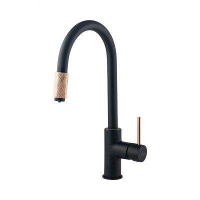 Deante Aster bateria zlewozmywakowa z podłączeniem do filtra wody czarny/miedź BCA B64M