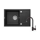 Deante Corio zlewozmywak granitowy 67x44 cm obracalny z baterią stojącą grafitowy ZRCA2113