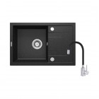 Deante Corio zlewozmywak granitowy 67x44 cm obracalny z baterią stojącą grafitowy ZRCP2113