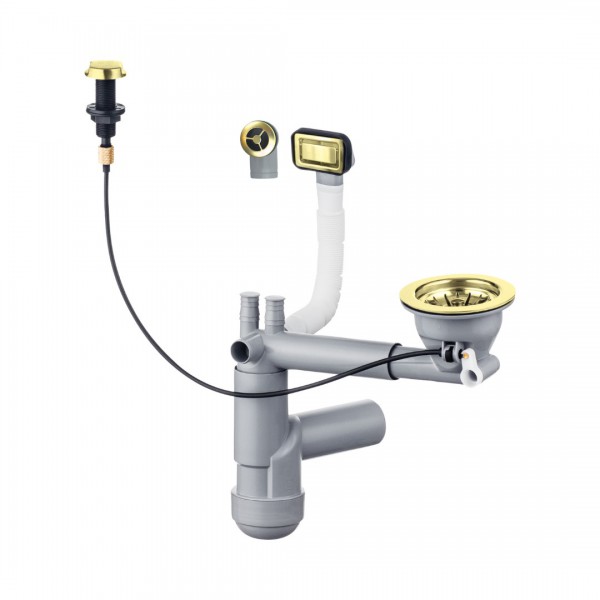 Deante Space Saver syfon do zlewozmywaków granitowych złoty połysk ZXY_Z911