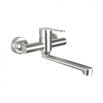 Deante Neo Lupo bateria umywalkowa ścienna stal szczotkowana BLU_F50M