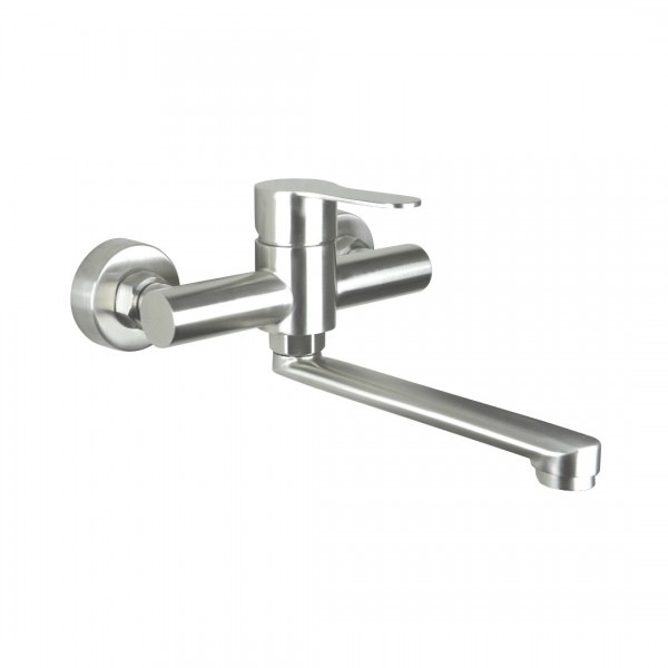 Deante Neo Lupo bateria umywalkowa ścienna stal szczotkowana BLU_F50M