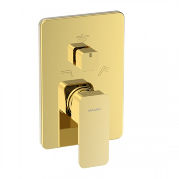 Valvex Loft bateria wannowo-prysznicowa podtynkowa 3-wyjściowa złoty połysk 2455560