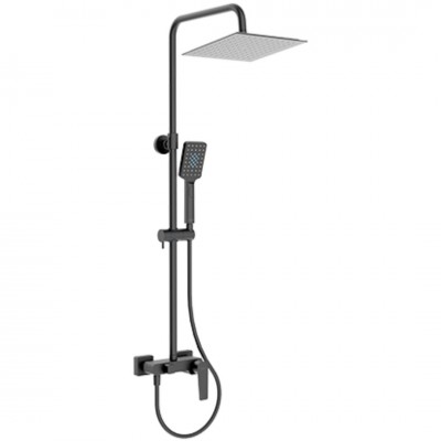 Valvex Esto zestaw natryskowy z deszczownicą 25 cm czarny mat 2414380