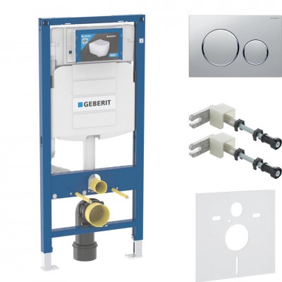 Geberit Duofix stelaż podtynkowy 4w1 kompletny gotowy do montażu przycisk Sigma20 chrom mat/chrom 46170