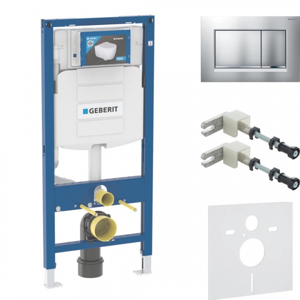 Geberit Duofix stelaż podtynkowy 4w1 kompletny gotowy do montażu przycisk Sigma30 chrom mat/chrom 46176