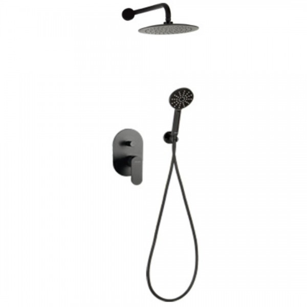 Valvex Dione zestaw prysznicowy podtynkowy deszczownica 25 cm czarny mat 2448860