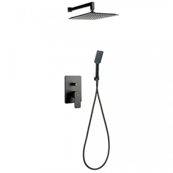 Valvex Carre zestaw prysznicowy podtynkowy deszczownica 25 cm czarny mat 2448850