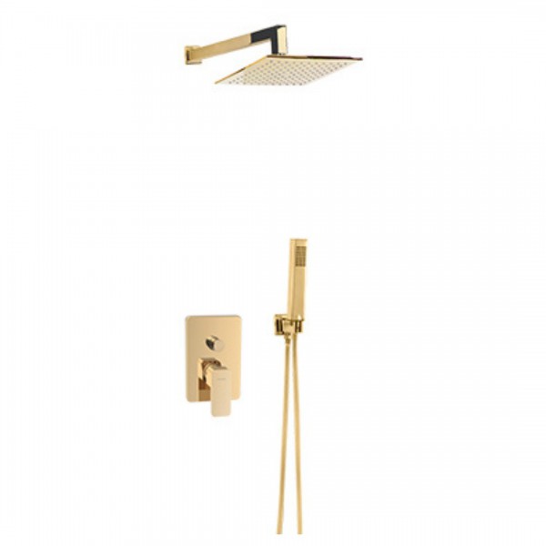 Valvex Carre zestaw prysznicowy podtynkowy deszczownica 25 cm złoty połysk 2455790