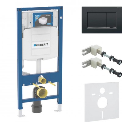 Geberit Duofix stelaż podtynkowy 4w1 kompletny gotowy do montażu przycisk Sigma30 czarny/chrom 46380