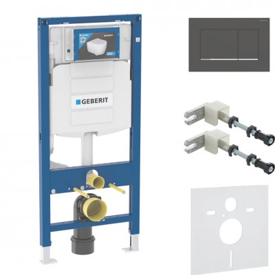 Geberit Duofix stelaż podtynkowy 4w1 kompletny gotowy do montażu przycisk Sigma30 czarny mat/chrom 46383