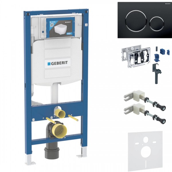 Geberit Duofix DuoFresh stelaż podtynkowy 5w1 kompletny gotowy do montażu przycisk Sigma20 czarny/chrom 46410