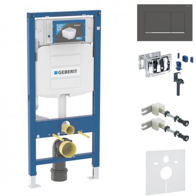 Geberit Duofix DuoFresh stelaż podtynkowy 5w1 kompletny gotowy do montażu przycisk Sigma30 czarny mat/chrom 46425