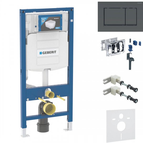 Geberit Duofix DuoFresh stelaż podtynkowy 5w1 kompletny gotowy do montażu przycisk Sigma30 czarny mat/czarny 46429