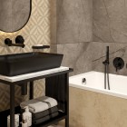 Deante Cascada przyłącze kątowe z uchwytem czarny mat NAC_N57K