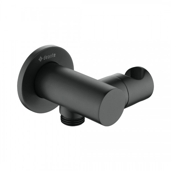 Deante Cascada przyłącze kątowe z uchwytem czarny mat NAC_N57K