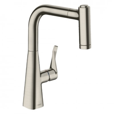 Hansgrohe Metris bateria kuchenna z wyciąganą wylewką stal 14834800