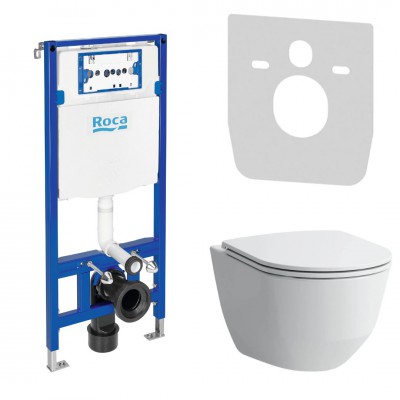 Laufen Pro A miska WC z deską Slim wolnoopadającą i stelaż podtynkowy Roca 46489