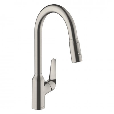 Hansgrohe Focus M42 bateria kuchenna z wyciąganą wylewką stal szlachetna 71820800