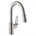 Hansgrohe Focus M42 bateria kuchenna z wyciąganą wylewką stal 71821800