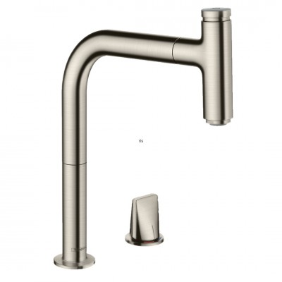 Hansgrohe Metris Select M71 bateria kuchenna stojąca z wyciąganą wylewką stal 73804800