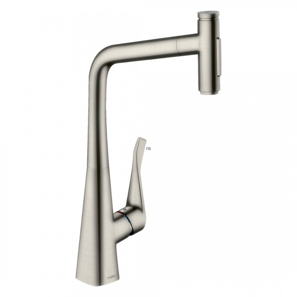 Hansgrohe Metris Select M71 bateria kuchenna stojąca z wyciąganą wylewką stal 73816800
