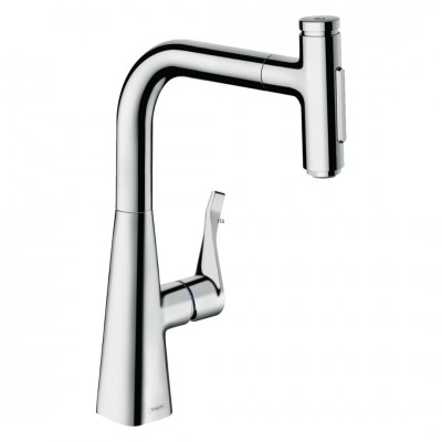 Hansgrohe Metris Select M71 bateria kuchenna stojąca z wyciąganą wylewką chrom 73817000