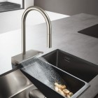Hansgrohe Aquno Select M81 bateria kuchenna stojąca z wyciąganą wylewką stal 73831800