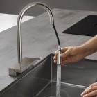 Hansgrohe Aquno Select M81 bateria kuchenna stojąca z wyciąganą wylewką stal 73831800