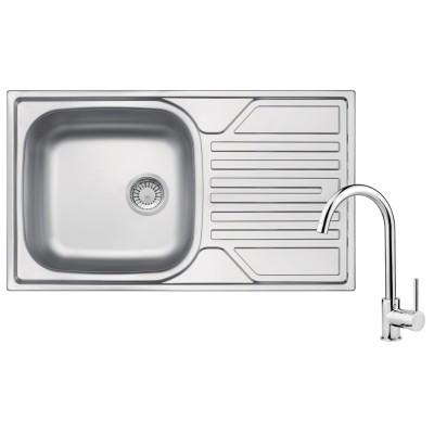 Deante Legato zlewozmywak stalowy 76x43,5 cm z baterią kuchenną chrom ZELA0113