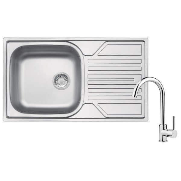 Deante Legato zlewozmywak stalowy 76x43,5 cm z baterią kuchenną chrom ZELA0113