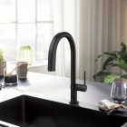 Hansgrohe Aqittura M91 bateria kuchenna stojąca zestaw startowy czarny mat 76801670