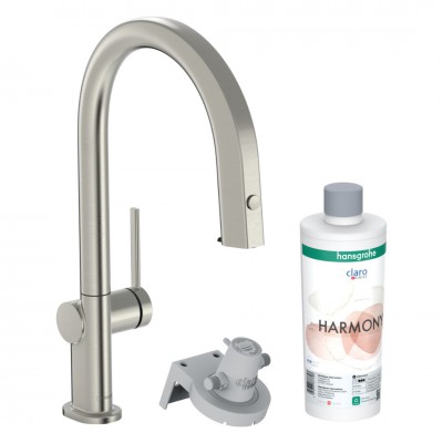 Hansgrohe Aqittura M91 bateria kuchenna stojąca zestaw startowy stal 76801800