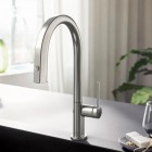 Hansgrohe Aqittura M91 bateria kuchenna stojąca zestaw startowy stal 76801800