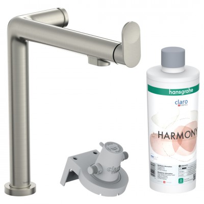 Hansgrohe Aqittura M91 bateria kuchenna stojąca zestaw startowy stal 76802800