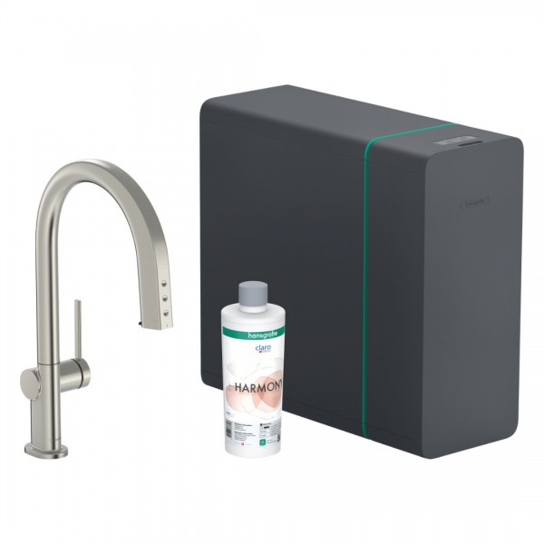 Hansgrohe Aqittura M91 bateria kuchenna stojąca SodaSystem stal 76836800