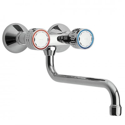 Tres Essential bateria kuchenna ścienna chrom 123210