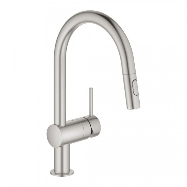 Grohe Minta bateria kuchenna stojąca z wyciąganą wylewką stal 32321DC2