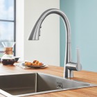 Grohe Zedra bateria kuchenna stojąca z wyciąganą wylewką stal 32294DC2
