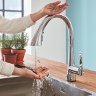 Grohe Zedra Touch bateria kuchenna elektroniczna stojąca z wyciąganą wylewką chrom 30219002