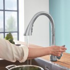 Grohe Zedra Touch bateria kuchenna elektroniczna stojąca z wyciąganą wylewką stal 30219DC2
