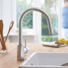 Grohe Concetto bateria kuchenna stojąca z wyciąganą wylewką stal 31483DC2