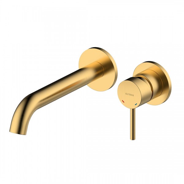 Oltens Molle bateria umywalkowa podtynkowa wylewka 17,6 cm złoto szczotkowane 32600810